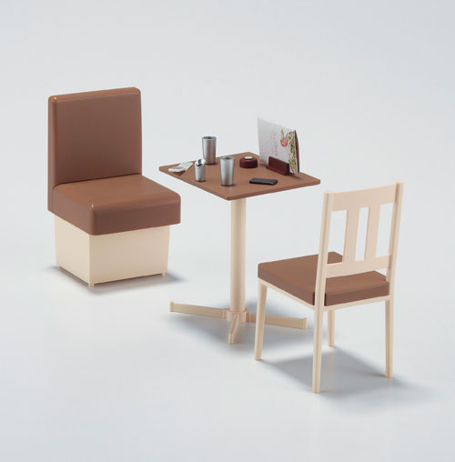 1/12 Posable Figure Accessory Parts - Family Restaurant Table and Chair Plastic Model