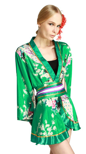 Emerald - limited edition drawstring bag in green kimono silk