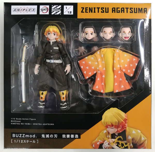 Aniplex BUZZmod. Demon Slayer: Kimetsu no Yaiba Zenitsu Agatsuma 1/12 Action Figure (ANIPLEX+ Exclusive)