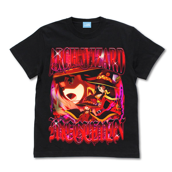 COSPA KonoSuba Megumin Full Color T-shirt /BLACK-S