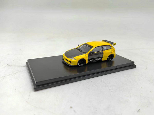ONEMODEL 1/64 Honda Cvic EG6 Rocket Bunny Yellow Carbon bonnet