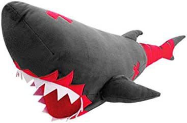 bridget from guilty gear finds a blue shark plush in a