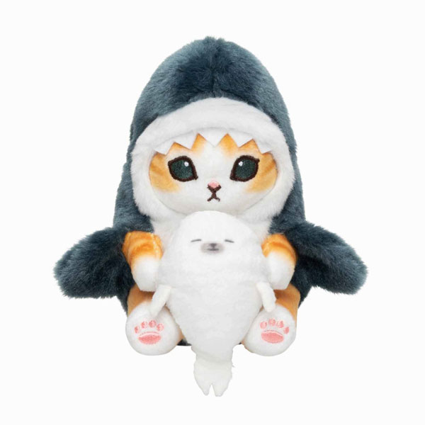 AmiAmi [Character & Hobby Shop] | mofusand Nyanko Watching Desktop Hikkake  Plush (Samenyan Hugging a Seal)(Released)