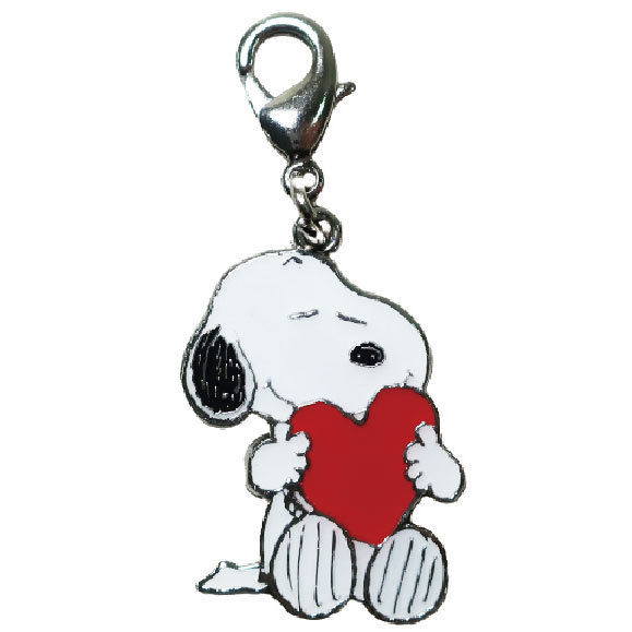 Heart & Cartoon Dog Charm Keychain