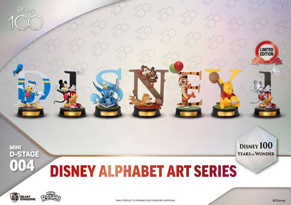 Disney 100 PIXAR ALPHABET ART 6体セット Beast-Kingdom USA | Mini Diorama Stage-003-Disney 100 Years