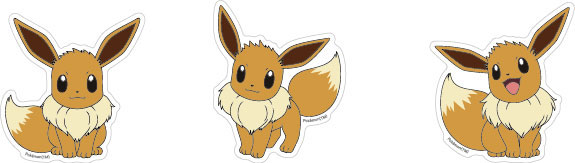 POKEMON CENTER ORIGINAL - Pokemon Smile Kids Sticker Eevee Set