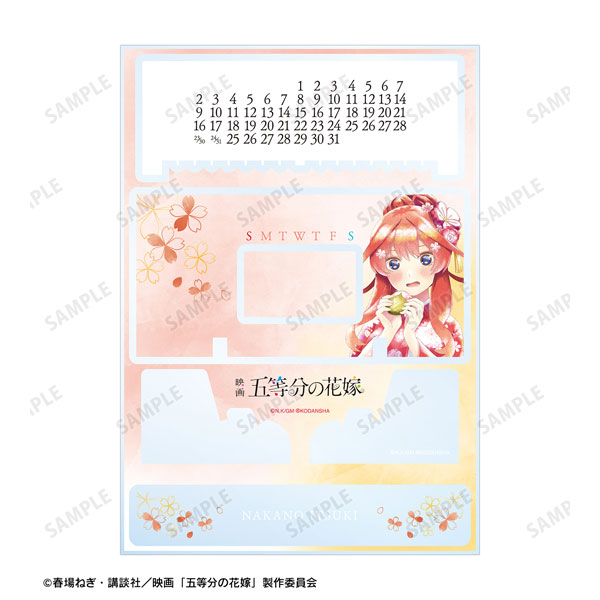 AmiAmi [Character & Hobby Shop]  Movie The Quintessential Quintuplets  Itsuki Nakano Cherry Blossom Japanese Outfit ver. Ani-Art aqua label  Tabletop Acrylic Perpetual Calendar(Pre-order)