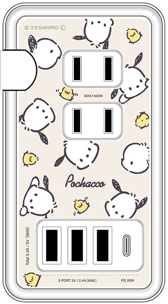 AmiAmi [Character & Hobby Shop]  Sanrio Characters USB/USB w/Type-C AC Tap  Pochacco(Released)