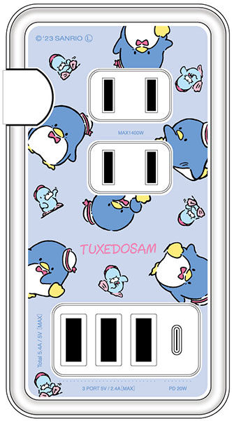 AmiAmi [Character & Hobby Shop]  Sanrio Characters USB/USB w/Type-C AC Tap  Tuxedosam(Released)