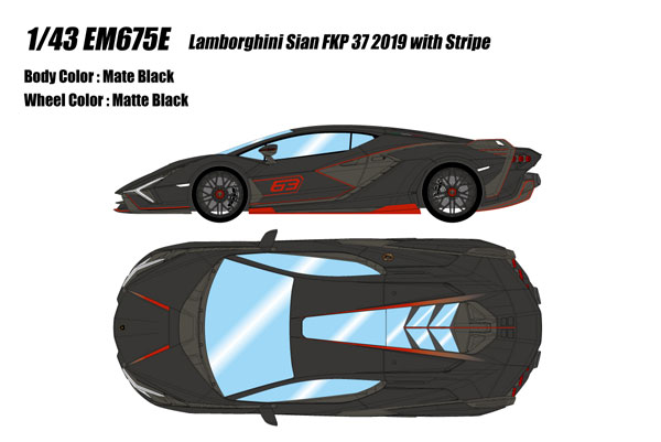 AmiAmi [Character u0026 Hobby Shop] | 1/43 Lamborghini SIAN FKP 37 2019  w/Stripe Nero Nemesis(Pre-order)