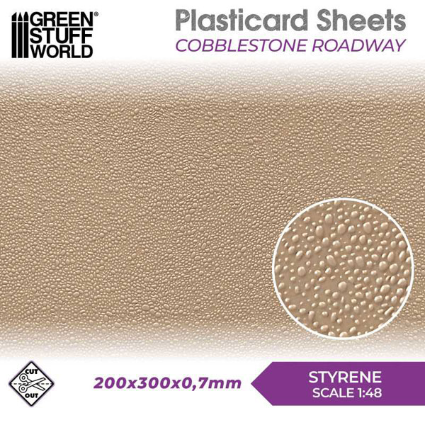 Green Stuff World: Textured Styrene Plasticard Sheet - Cobblestone Roadway Green Stuff World: Textured Styrene Plasticard Sheet - Cobblestone Roadway