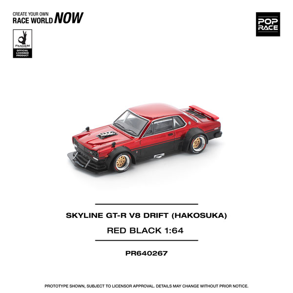 POP RACE 1/64 SKYLINE GT-R V8 DRIFT (HAKOSUKA) - RED BLACK รูปภาพ 1
