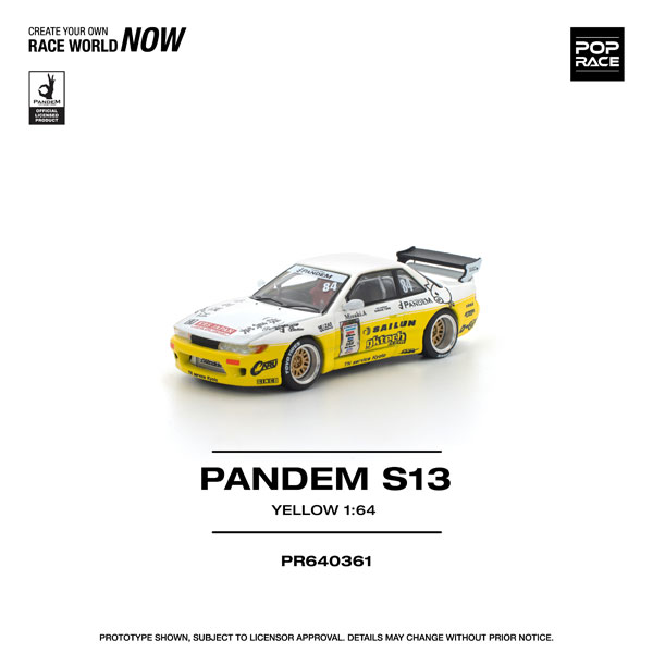 POP RACE 1/64 PANDEM Silvia S13 2020 D1 Light Yellow / White รูปภาพ 1