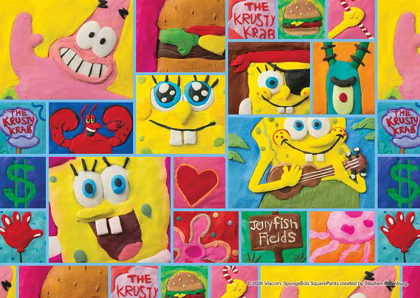 Aﾜﾝ108-094SPONGEBOB TILE ARTｽﾎﾟﾝ