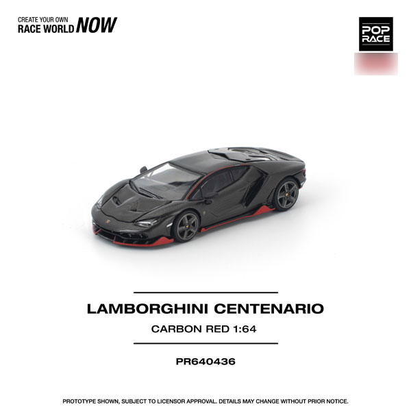 POP RACE 1/64 Lamborghini Centenario Carbon Red รูปภาพ 1