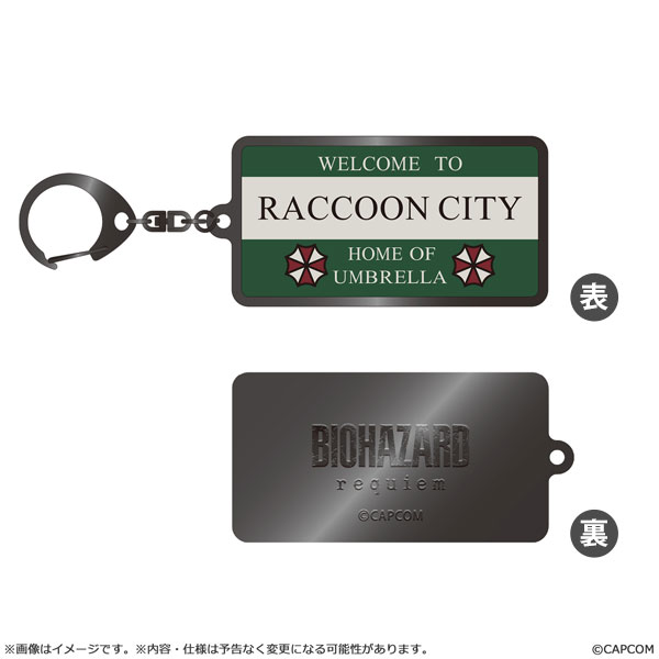 Capcom Resident Evil requiem Metal Keychain Raccoon City Sign