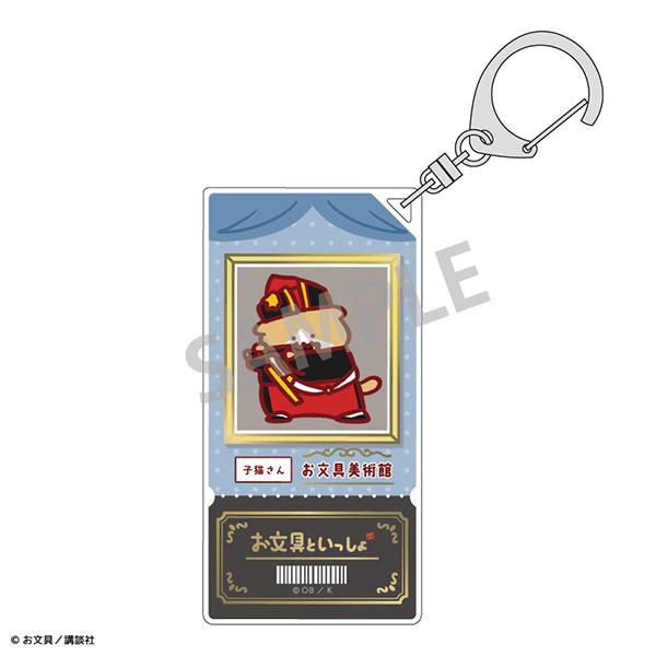 Kamio Japan Obungu to Issho Ticket Style Acrylic Keychain Koneko-san Same as the Masterpiece Painting รูปภาพ 1