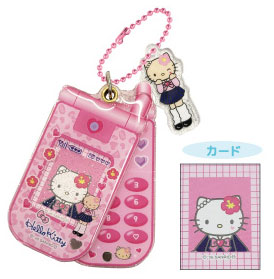 TCP My Melody / Kuromi / Hello Kitty Slide Flip Phone Keychain (Hello Kitty)