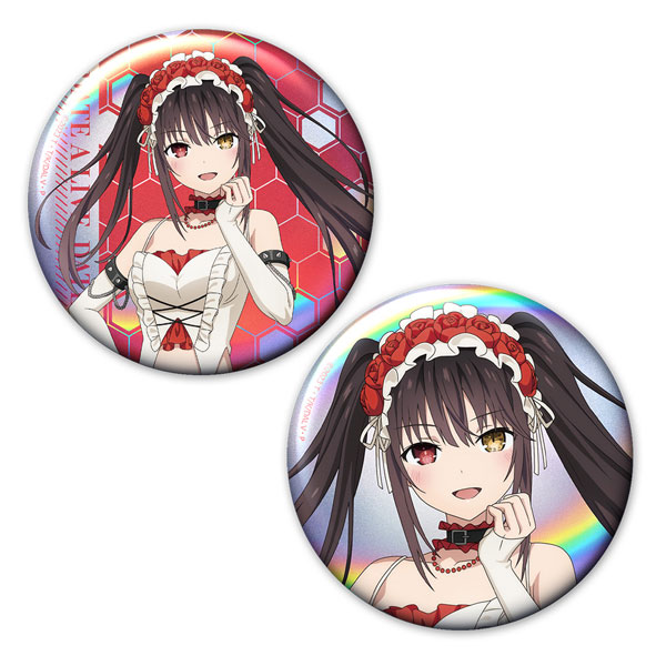 Azu Maker Date A Live V Hologram Tin Badge 2pcs. Set Kurumi Tokisaki Gothic Punk White [New Illustration]