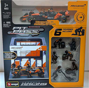 Bburago 1/43 McLaren PIT PASS Set MCL39 No,4 L. Norris (Crew x6pcs Paddock Garage) 画像 1