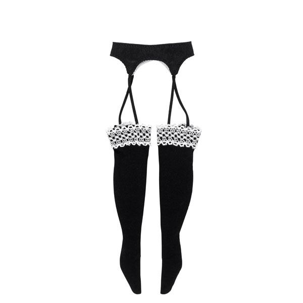1/6 Q'z Knit Garter Stockings Black x White (DOLL ACCESSORY)