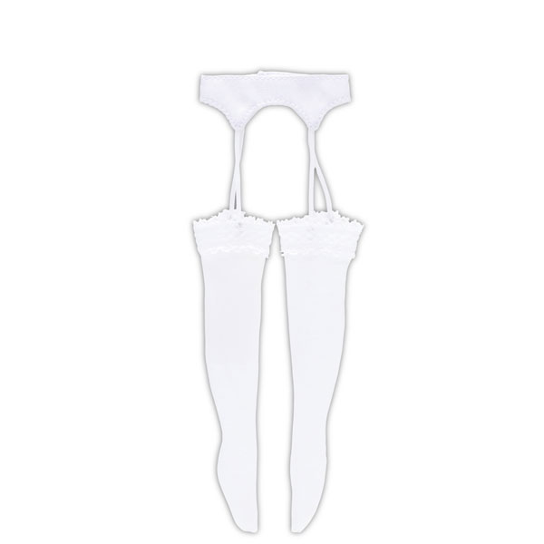 1/6 Q'z Knit Garter Stockings White x White (DOLL ACCESSORY)