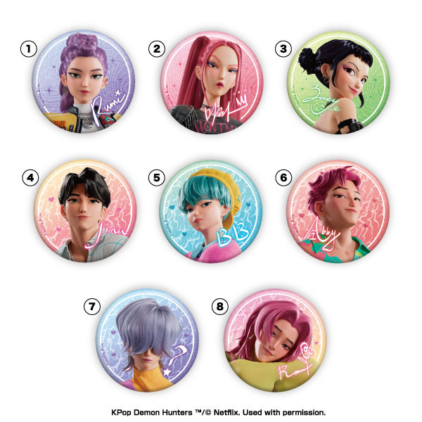 Ensky KPop Demon Hunters Glitter Shiny Tin Badge Collection 8Pack BOX