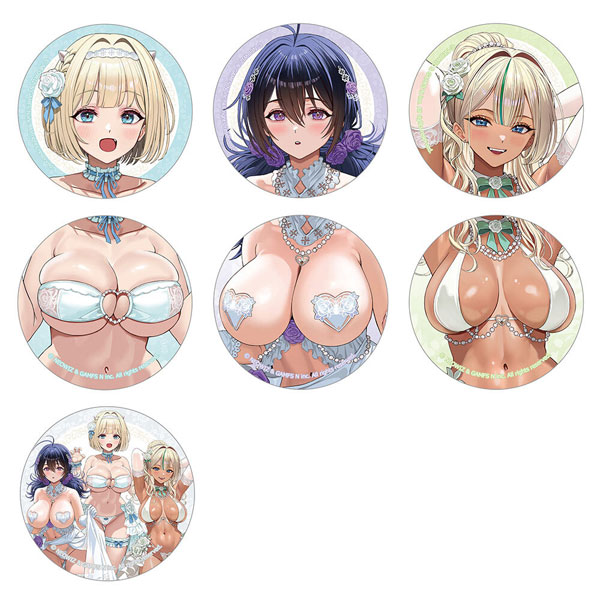 Curtain Damashii [Brown Dust 2] New Illustration Trading Tin Badge (Wedding Swimsuit) 7Pack BOX