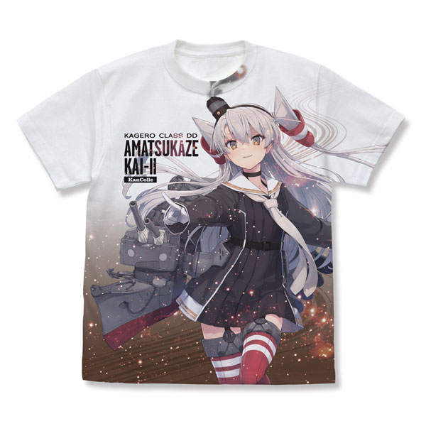 COSPA Kantai Collection -Kan Colle- Amatsukaze Kai-II Full Graphic T-shirt /WHITE-XL