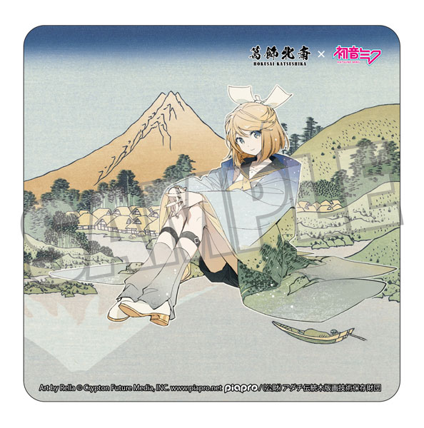 Presence Katsushika Hokusai x Hatsune Miku Rella Car Magnet Kagamine Rin Reflection in Lake at Misaka in Kai Province รูปภาพ 1