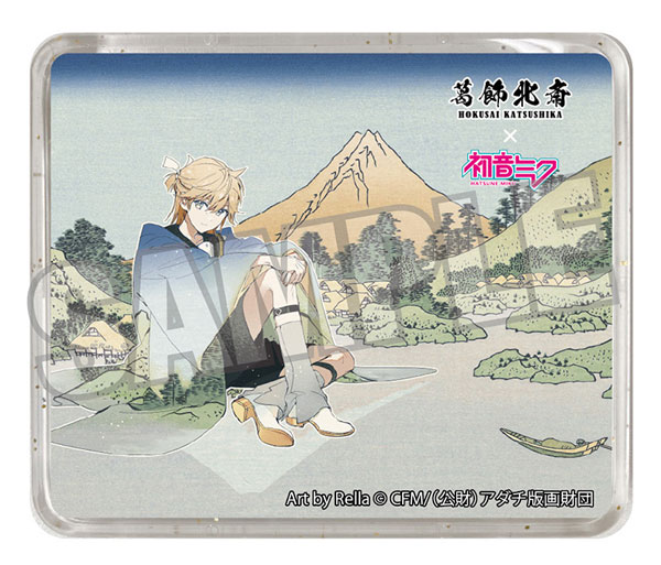 Katsushika Hokusai x Hatsune Miku Rella 3D Magnet Kagamine Len Reflection in Lake at Misaka in Kai Province