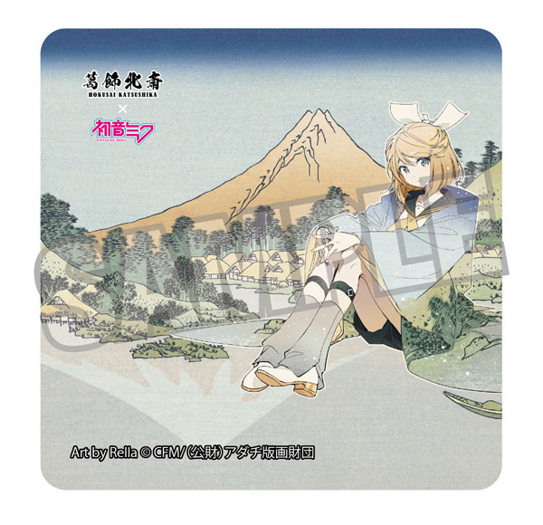 Presence Katsushika Hokusai x Hatsune Miku Rella Sticker Kagamine Rin Reflection in Lake at Misaka in Kai Province