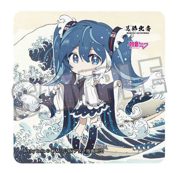 Presence Katsushika Hokusai x Hatsune Miku Rella Sticker Hatsune Miku Mini Chara The Great Wave off Kanagawa รูปภาพ 1