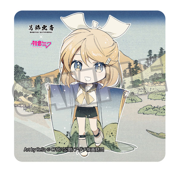 Presence Katsushika Hokusai x Hatsune Miku Rella Sticker Kagamine Rin Mini Chara Reflection in Lake at Misaka in Kai Province รูปภาพ 1