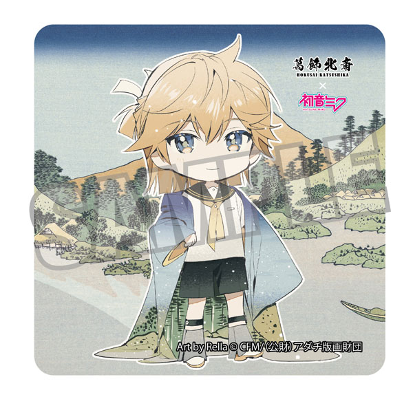 Presence Katsushika Hokusai x Hatsune Miku Rella Sticker Kagamine Len Mini Chara Reflection in Lake at Misaka in Kai Province