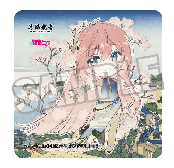 Presence Katsushika Hokusai x Hatsune Miku Rella Sticker Megurine Luka Mini Chara Fuji from Gotenyama at Shinagawa on the Tokaido image 1