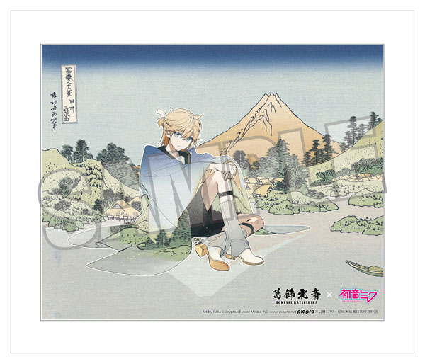 Presence Katsushika Hokusai x Hatsune Miku Rella Canvas Art Kagamine Len Reflection in Lake at Misaka in Kai Province hình ảnh 1