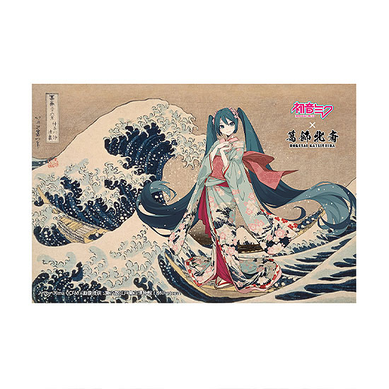 Presence Katsushika Hokusai x Hatsune Miku iXima Postcard The Great Wave off Kanagawa Kimono รูปภาพ 1