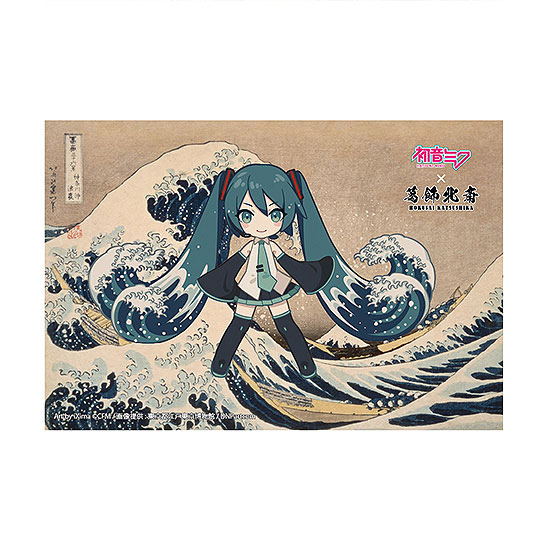 Presence Katsushika Hokusai x Hatsune Miku iXima Postcard The Great Wave off Kanagawa Mini Chara รูปภาพ 1