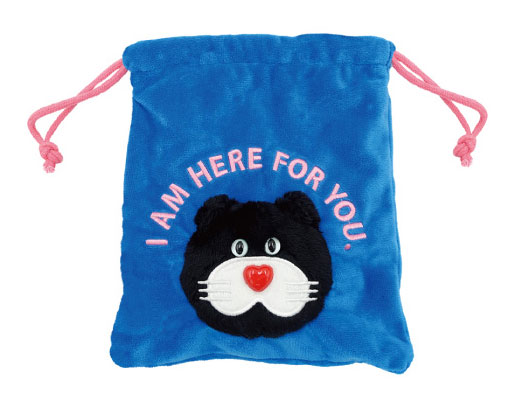 Ost mojojojo Plush Drawstring Bag Cat (Black)