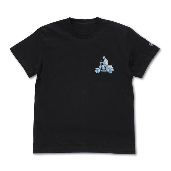 Gintama Gin-san with Motorcycle One Point Embroidery T-shirt /BLACK-L