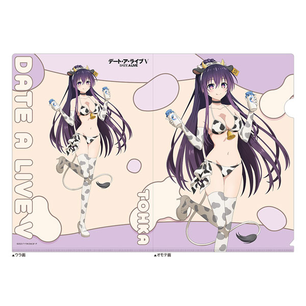 Date A Live V New Illustration Clear File (Tohka Yatogami / Cow Pattern Swimsuit)