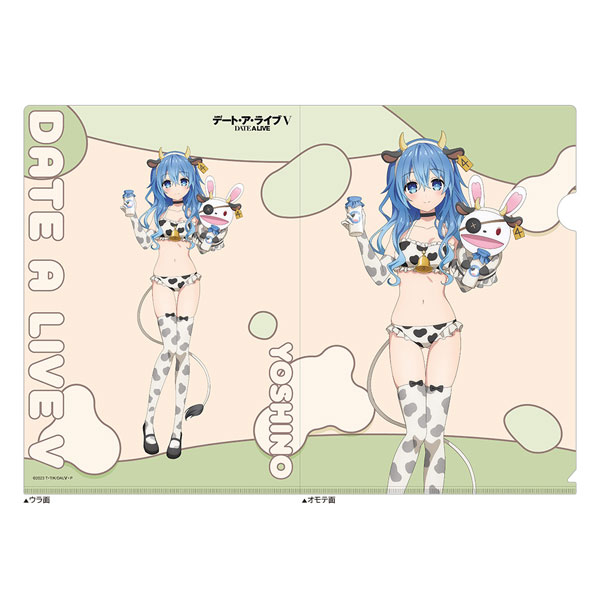 Date A Live V New Illustration Clear File (Yoshino / Cow Pattern Swimsuit)