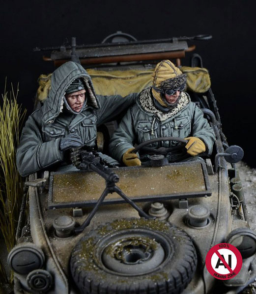 D-Day Miniatures Studio 1/35 WWII German Waffen-SS Schwimmwagen Crew Set Vol.1 For Front Seat / Winter (2pcs. For T) hình ảnh 1