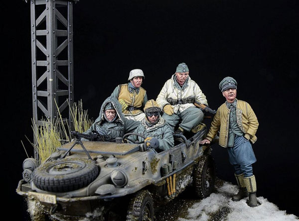 1/35 WWII German "Leibstandarte Plaza" Waffen-SS LSSAH Fritz Witt & Schwimmwagen Crew Set Kharkov 1943 (5pcs.) รูปภาพ 1