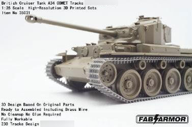 Fab Scale Studio 1/35 British Cruiser Tank A34 Comet Workable Track Set (For T) 画像 1