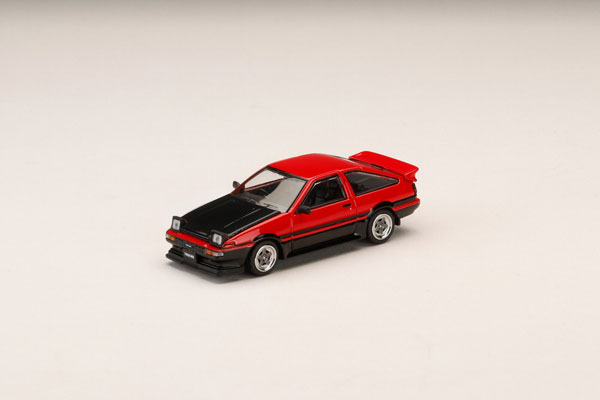 HobbyJAPAN 1/64 Toyota Sprinter Trueno GT APEX (AE86) Late Model JDM Style Carbon Bonnet Red/Black hình ảnh 1