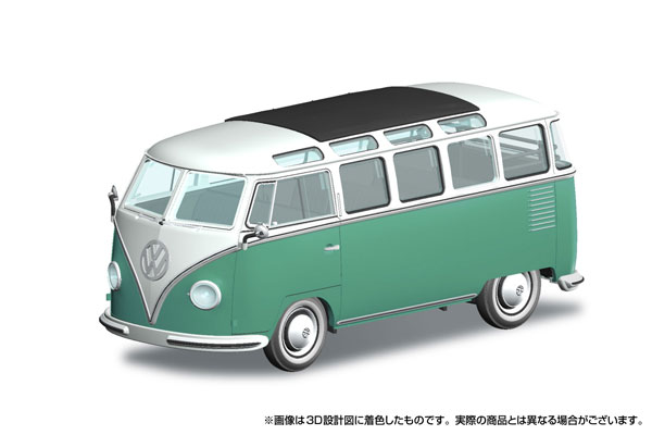 Aoshima RakuPla Snap Kit No.30-WT Volkswagen Bus (Blue White x Turquoise) Plastic Model รูปภาพ 1