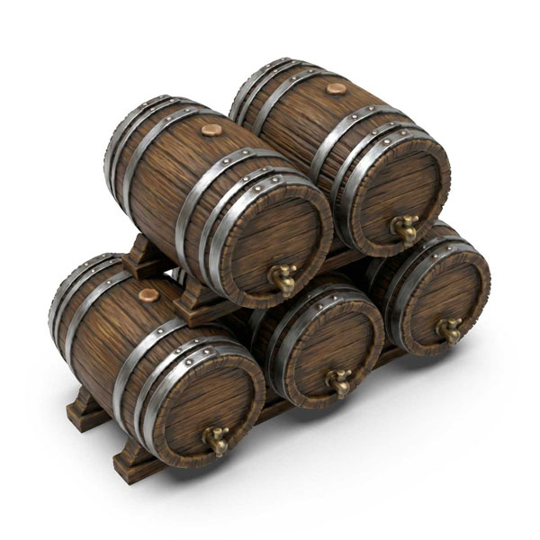 Green Stuff World 1/35 Wooden Barrels w/Rack
