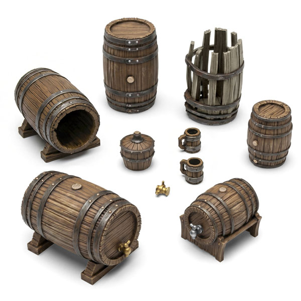 Green Stuff World 1/35 Wooden Barrel Set 画像 1